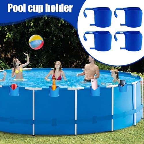 Swimming Pool Cup Holder - 4 Piece Portable Spill Proof Detachable, Drink T — view 2