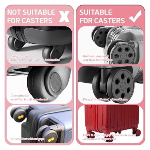YMWALK 8 Pack Silicone Luggage Wheel Covers, Durable Anti-Scratch Travel Suitcase Wheel Protectors, Portable 2 Inch Luggage Spinner Wheel Covers Mute for Most Caster Wheels (Pink) — view 6