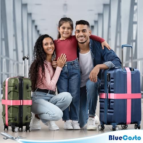 Luggage Straps for Suitcase - Pink, 1.9m x 5cm, 4 Pack - Strap for Suitcases - TSA Approved by BlueCosto — view 4