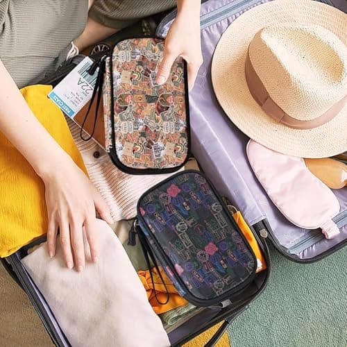 COSHAYSOO Unique Useful Travel Birthday Gifts for Women Travelers, Electronics Cord Cable Organizer Bag Case Tech Pouch Traveling Vacation Cruise Airplane Gadgets Essentials Organization, Vintage — view 6