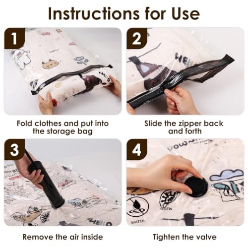 Bighan Vacuum Storage Bags 9 Pack(3 Large + 3 Medium + 3 Small) Reusable Space Saver Bags Vacuum Compression Zipper Storage Bags with Airtight Valve and Hand Pump — view 6