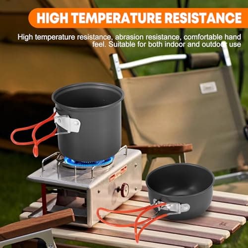 ALLOMN Camping Cooking Set, Outdoor Camping Cookware Kit Portable Cooking Mess Kit Pot Pan Sets for Backpacking Picnic Hiking Trekking Picnic Fishing Mountaineering, 1-2 Person Use — view 2