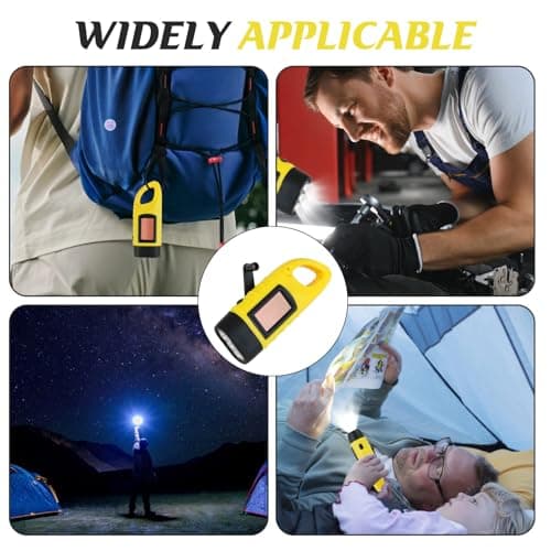 Wind Up LED Camping Torch Solar Hand Crank Flashlight Carabiner Portable — view 6