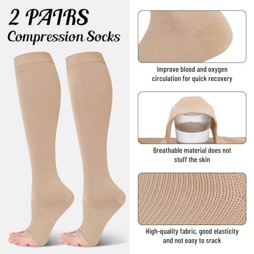 umorismo 2 Pair Flight Compression Socks Toeless Support Socks — view 4