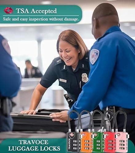 TRAVOCE TSA Approved Luggage Locks - Heavy Duty 4 Digit Combination Cable Lock with Search Alert for International Travel, Suitcases, Golf Bags, Backpacks, Camera Cases, Violin and Tents, Yellow 2 — view 2