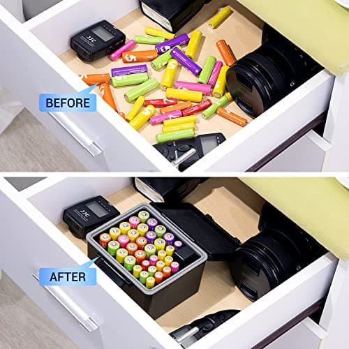JJC 34 Slot AA AAA Battery Storage Case Water-Resistant Holder with Tester — view 2