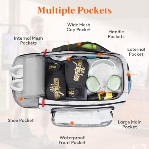 Lifewit Silver Grey Sports Duffle Gym Bag with Separate Shoe Compartment — view 2