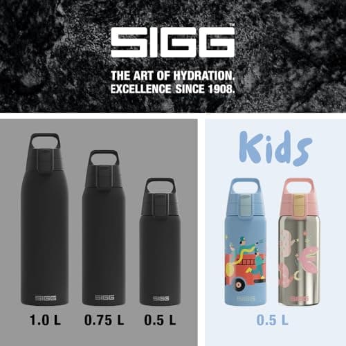 Sigg - Stainless Steel Insulated Water Bottle - Shield Therm One - Suitable for Carbonated Beverages - Leakproof - Dishwasher Safe - BPA Free - 90% Recycled - for the Outdoor - Black - 0.5L — view 6
