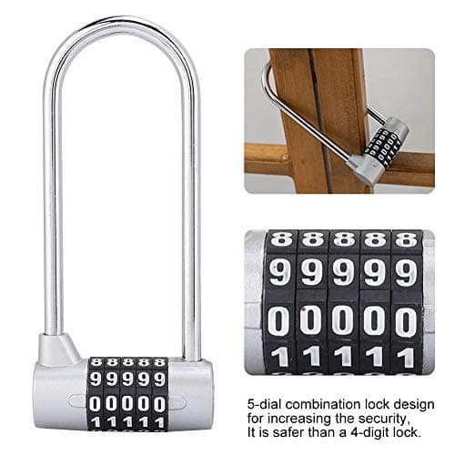 U Shaped Cabinet Combination Lock, Resettable Gate Lock (Silver) — view 2