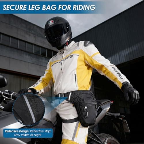Sockywin Leg Bag, Motorcycle Thigh Bag with Straps Splash-Resistant Drop Leg Pouch for Men Women Reflective Strips Waist LegBag for Cycling Hiking Camping Outdoor Sports Accessories — view 2