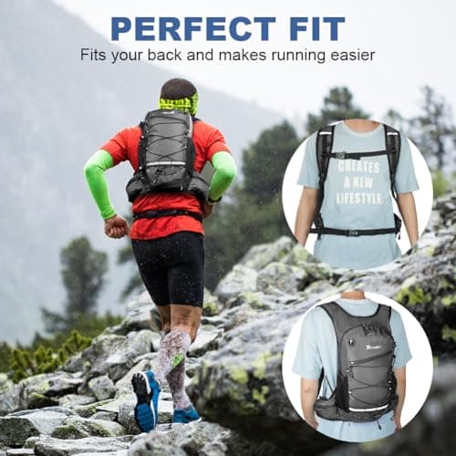 Flintronic Lightweight Breathable Bike Backpack, 8L Waterproof Breathable Cycling Bicycle Rucksack, Hydration Backpack, Reflective Bag, Foldable Running Daypack for Cycling, Jogging, Hiking-Gray — view 6