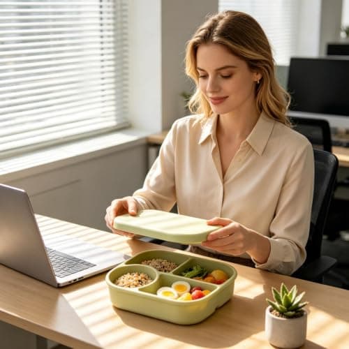 Silicone Lunch Containers - 750ml 4-Compartment Leakproof Divider — view 3