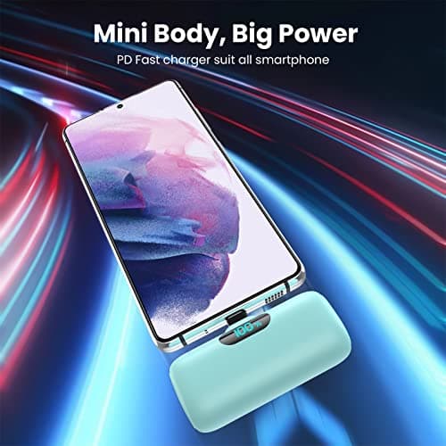 Feob Power Bank USB C 5000mAh,15W PD 3.0A Fast Charging Portable Charger Mini Power Bank LCD Display Battery Pack Compatible with iPhone 17/16/15 Series, Samsung/Note/Moto/LG/Pixel/Nexus etc - Green — view 2