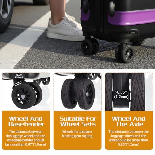 8pcs Suitcase Wheels Replacement, Ymapinc Suitcase Wheel Protectors, Wear-Resistant Anti-Noise Luggage Wheel Covers, Silicone Spinner Wheels Protectors for 2-2.4", Essential Travel Accessories (Black) — view 6