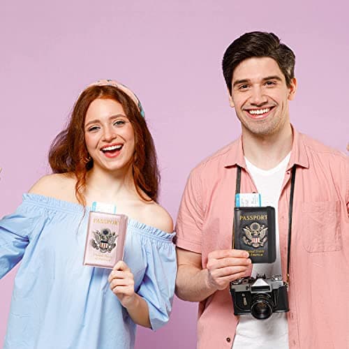 ilovever Passport Holder and Card Slot Combo RFID Blocking Leather Travel Passport Wallet for Men and Women US Passport Cover, Rose Gold, Classic — view 6