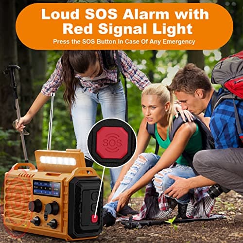 Mesqool Wind Up Radio Solar Powered, 5000mAh Emergency Hand Crank AM FM Radio with Flashlight, Reading Lamp, USB Phone Charger, SOS Alarm and Compass — view 3