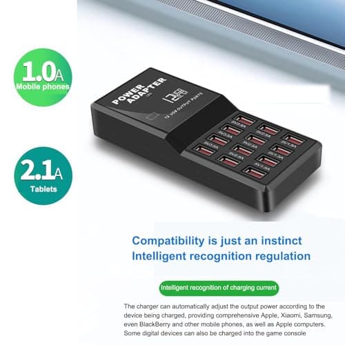 Balabaxer USB Charger,12-Port 60W Multiple USB Charging Station,Multi Ports Charger Charging for Smartphones，Tablets，and Other Devices. — view 5
