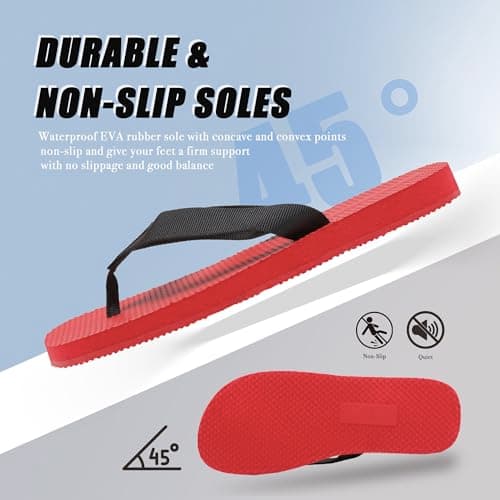 SHOS SIREN STYLE Classic Flip Flops, Red and Black, Textured Foam Sole, Beach Sandals, Red, 4.5 UK — view 4