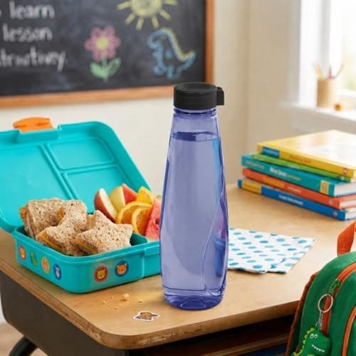 JMS we create smile (Set of 6) Plastic Water Bottles Juice Bottle BPA Free Leakproof Recyclable Drink with Lids Fridge Door Storage Table Water Serving Screw Cap Outdoor Sports Gym (Smoke Grey) — view 4