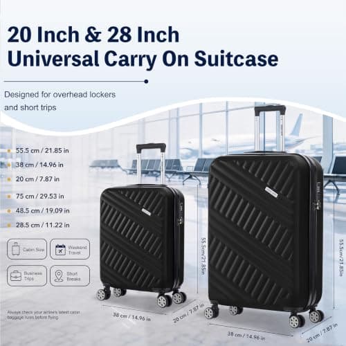 Luggage Depot 2 Piece Travel Set, TSA Locks, Dual Spinner Wheels, Black — view 2