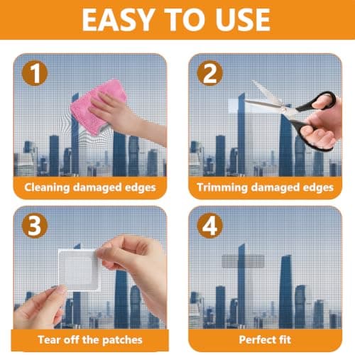 Flintronic 36Pcs Window Screen Repair Patches, Self Adhesive Fly Screens Mosquito Net Repair Patch, Strong Adhesive Fiberglass Mesh Repair Kit for Home Door Window Screen Tears Holes — view 6
