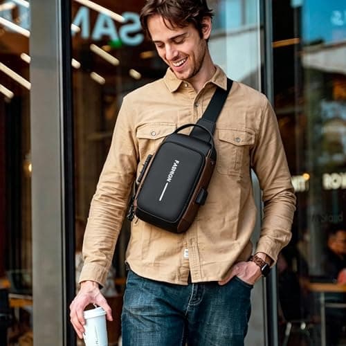 KASESSS Sling Bag Crossbody, Chest Bag Multiple Pockets, Man Bags with a Combination Lock, Waterproof Anti Theft Bags, Chest Small Backpack for Running Workout Hiking Cycling Travelling Lightweight — view 2