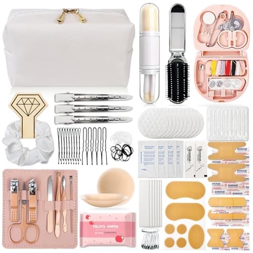 ARK Survivor Women's Wedding Emergency Kit 39 Essential Items for Brides Team Bride All in One Travel Kit Personal Care Women's Travel Set (Royal White)
