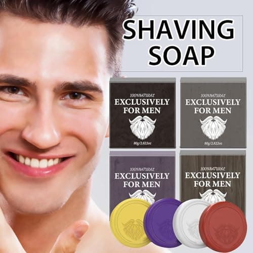 Shave Soap 4 Pieces Long-lasting Fragrance Rich Lather Soap — view 4