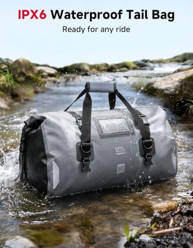 KEMIMOTO Motorcycle Saddle Bag, 65L Waterproof Tail Bag, Grey — view 2