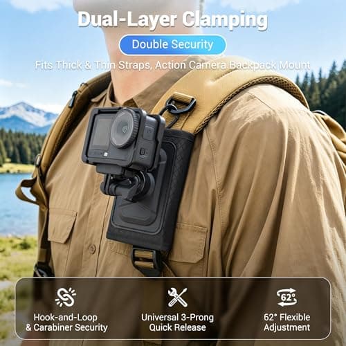 JJC Action Cam Backpack Shoulder Strap Mount for DJI Osmo Action 6 5 Pro 4 — view 2