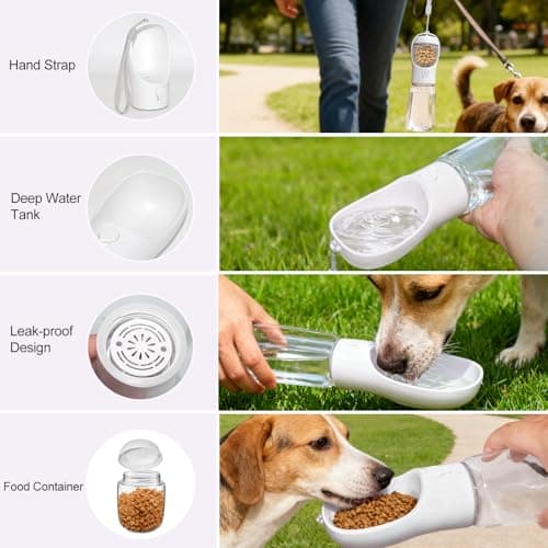 Dog Water Bottle Portable 3in1 Water Bottle with Food Container for Dogs — view 3