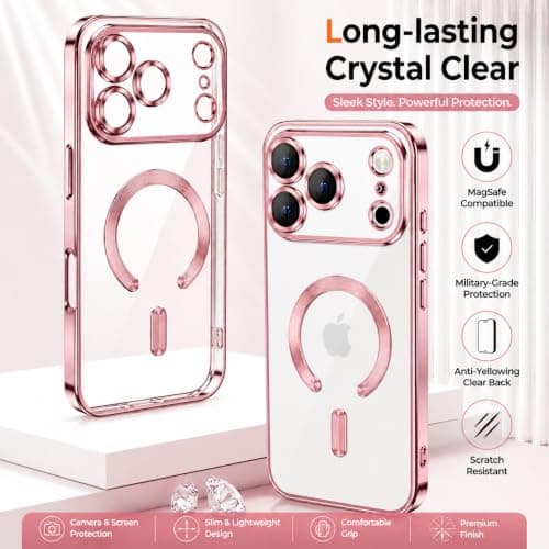 For iPhone 18/17 Pro Max Case Clear Compatible with MagSafe Rose Gold — view 4