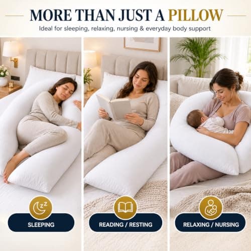 ARLINENS Deluxe quality 9 ft Big U-shape full body & back support maternity pregnancy comfort hollow Fiber Filled U pillow — view 3