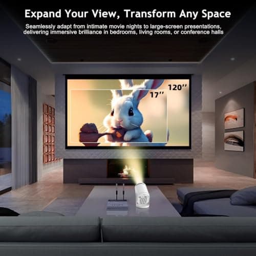 Wireless Mini Projector with WIFI 6 and 5G, 4K 1080P Support Portable Projector 180° Rotatable. 17"-140" Screen Video Projector. Compatible forSmartphone, Laptop, PC(Q5 te) — view 6