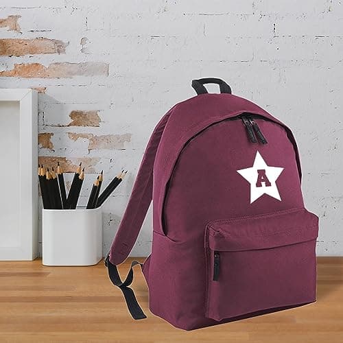 Print Maniacs Personalised Large 18L Kids Travel Backpack Junior Shoulder Collage Rucksack School Lunch Swimming P.E Laptop Book Bag Star (Burgundy) — view 6