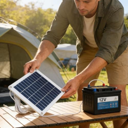 Camera Solar Panel 50W 12V Type-C Waterproof Camping Gear — view 3