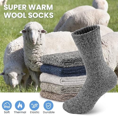 SIMIYA Mens Wool Socks 5 Pairs Winter Thermal Thick Socks — view 3