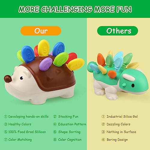 BelleStyle Baby Sensory Montessori Toys for 18 Months, Hedgehog Fine Motor Skills Toys Sorting Game Development Activity Toys Educational Learning Travel Toys for Toddlers Boys Girls 2 3 Years Old — view 6