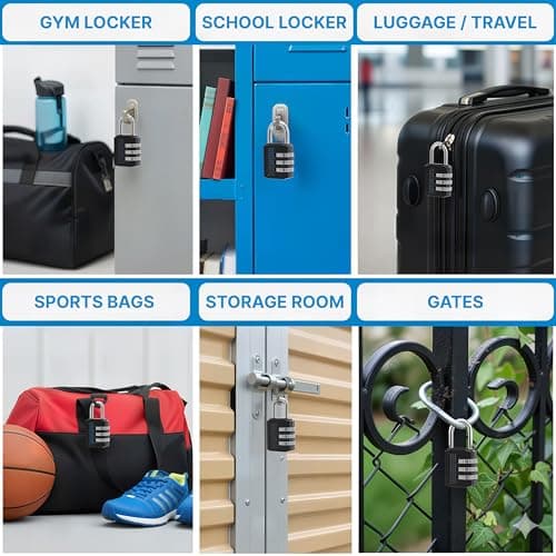 SWL Combination Padlock 2 Pack | Resettable Code Lock for Travel, Gym, School, Lockers, Bags, Suitcase, Backpack, Toolbox & Luggage | Metal Body & Steel Shackle (3 Digit Combination Padlock) — view 6