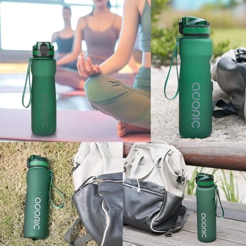 ADORIC Sports Water Bottle 1L, BPA Free Tritan Leak Proof Gym Bottle, Green — view 4