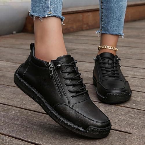 Orthopedic Trainers for Women Trainers with Side Zip Outdoor Casual Driving and Walking Shoes Comfy Shoes for Women and Mens Loafers Outdoor Non Slip Hiking Sneakers (Black, 9) — view 2