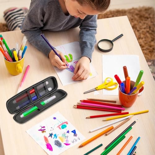 Small Pencil Case Slim, Black Hard Shell Pen Case Pouch — view 5
