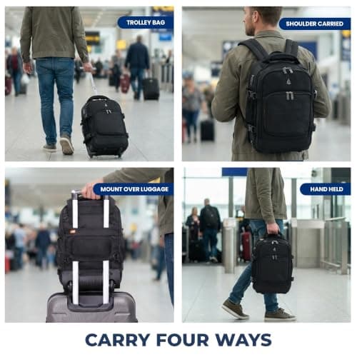 Aerolite Ryanair & Wizz Air Trolley Backpack Bag, 2 Wheels & USB Port — view 6