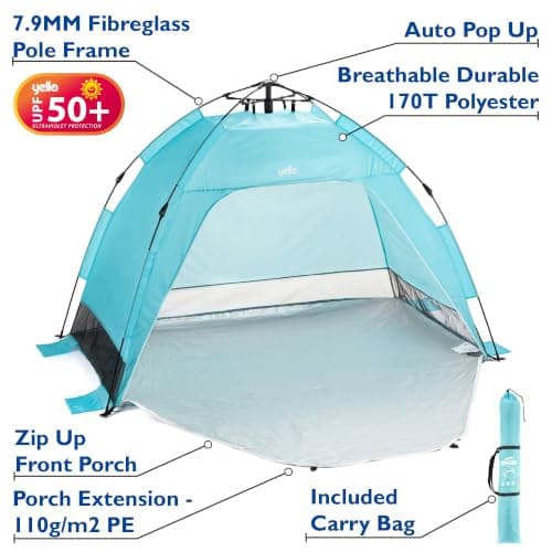 Yello Beach Dome Shelter, Easy Set Up, 1-3 Person Pop Up Beach Shelter Tent — view 6