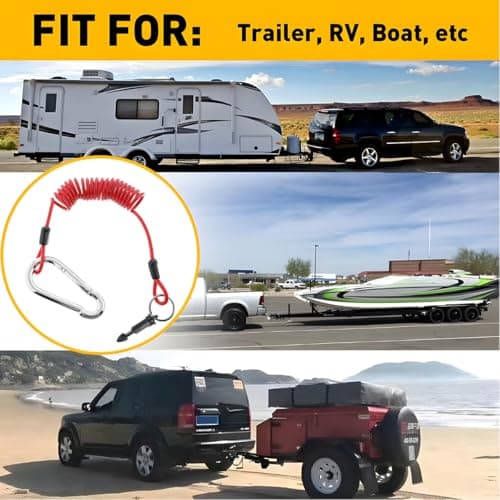 Osilly 6FT Trailer Breakaway Cable, Stainless Steel Spring Towing Brake Away Coiled Wire Strap with Pin, Automotive Brake Safety Wire Accessories, Universal for RV Trailer Camper Emergency — view 5