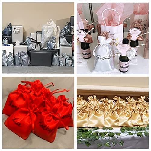 Gbateri 35 Pack 5X7 Inch Silver Satin Gift Bags With Drawstring - Small Jewelry Pouches for Wedding Favors, Christmas, Baby Shower Party - Silk Jewellery Packing — view 6