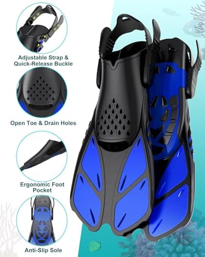 Lealinga Snorkel Set Adults, Full Face Snorkel Mask with Flippers — view 5