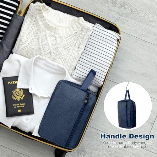 Aucuu Toiletry Bag for Men and Women, Travel Wash Bag, Waterproof Shaving Bag, Toiletries Accessories Cosmetic Bag, Makeup Bag with Handle, Travel Toiletry Wash Bag for Men and Women, Blue — view 6