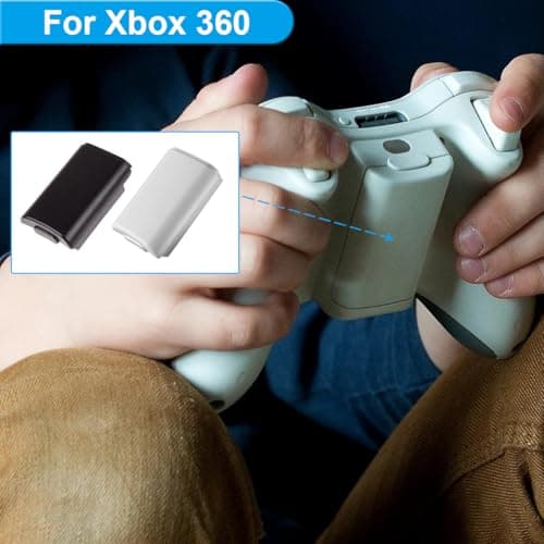 ZHUROUPU Replacement Battery Cover Pack for Xbox 360 Wireless Controller, battery back cover case shell Accessories for Microsoft for xbox 360 with 6 DIY joystick caps (3 x Black, 3 x White) — view 2