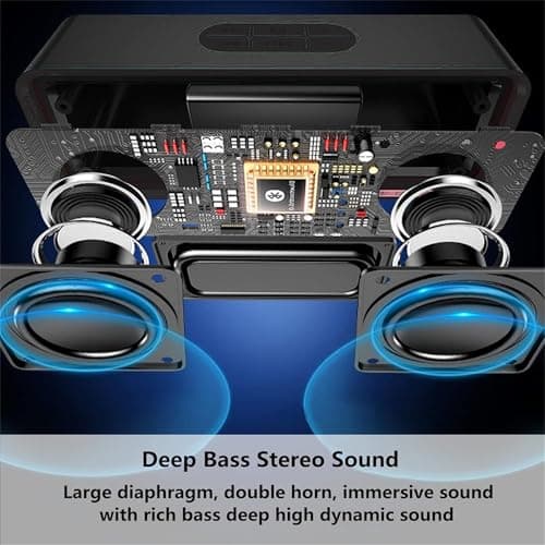 STFMHEZ Bluetooth Speaker, Portable Wireless Speakers Bluetooth 5.0 Speaker with 3D Stereo HiFi Bass, 1200mAh Battery, 12 Hour Playtime, Support Bluetooth/U-Disk/AUX Audio/TF Card — view 4